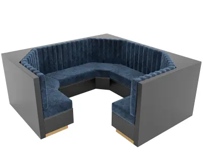 Restaurant bar sofa with corner module part 01 -two colors 3D model
