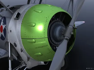 F2F-1 USS Wasp CV-7 1937 Low-poly 3D model