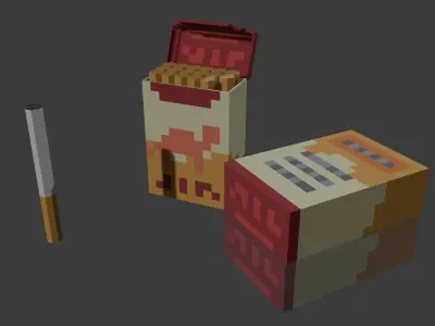 70s Work Desk Pixel Art Pack Free low-poly 3D model