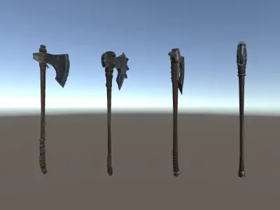 PBR Fantasy Weapons Axes Low-poly 3D model