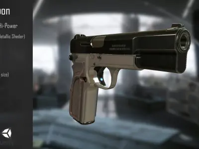 Browning PBR pistol Low-poly 3D model