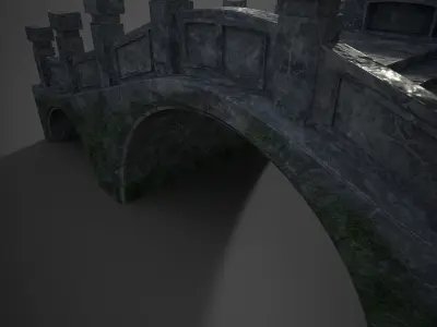 Stone bridge Low-poly 3D model