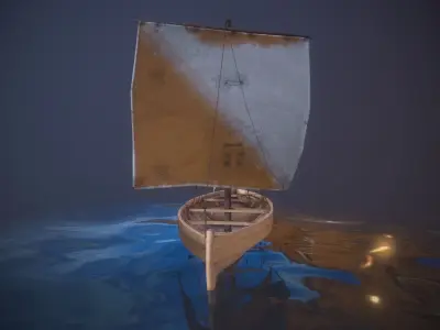 Knarr - Medieval Sailboat Low-poly 3D model Low-poly 3D model