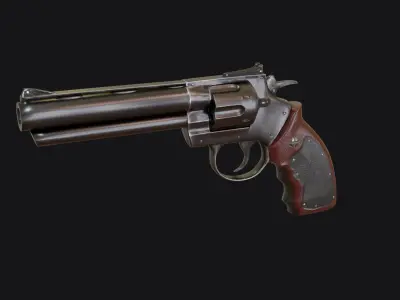 Stylized Grandfather Revolver Low-poly 3D model
