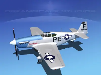 North American P-51B Mustang V07 3D model
