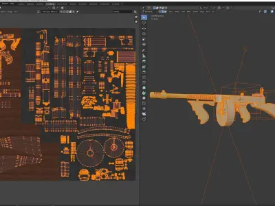 Thompson machine gun Low-poly 3D model