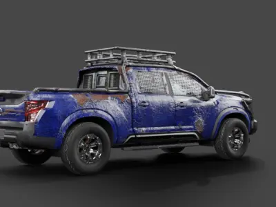 Nissan titan Warrior armored pickup truck gaming ready Low-poly 3D model