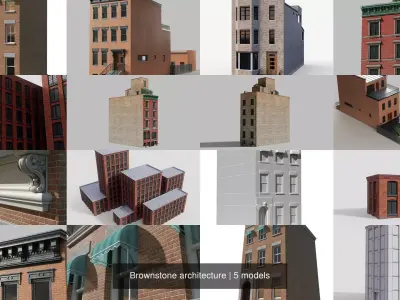 Brownstone architecture 3D Model Collection