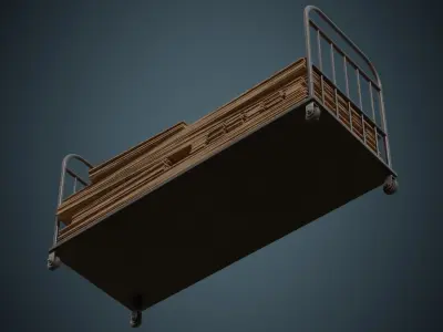 Transport Trolley And Wooden Sheets 1B Low-poly 3D model