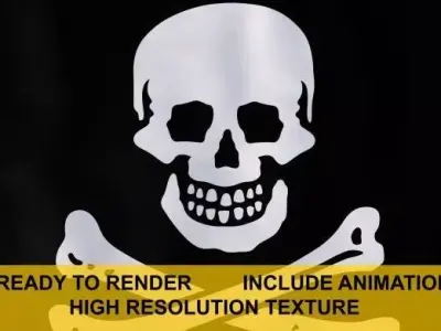 Jolly Roger 3d Flag 3D model