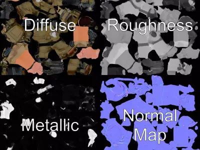 Military Soldier Model Pack with Tactical Gear Low-poly 3D model