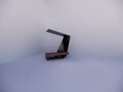 Bench desk with lamp Low-poly 3D model