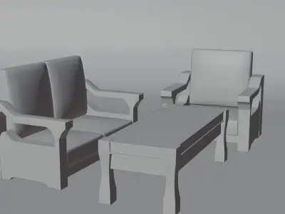 Set Wooden Furniture 8 3D model
