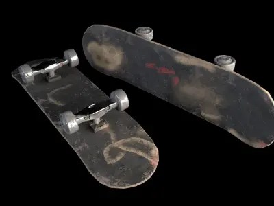Old Skateboard Low-poly 3D model Low-poly 3D model