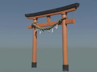 Japanese Red Torii Gate Low-poly 3D model