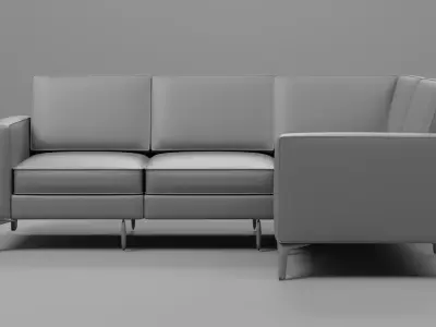 Modern L-Shaped Velvet Sectional Sofa - Sample File 3D model