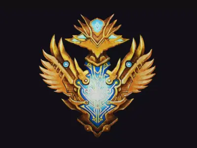 Shield Mythical Legendary Armor Phoenix Golden Equipment Low-poly 3D model