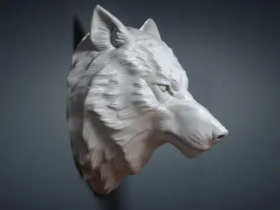 Wolf Head Sculpture Calm 3D model