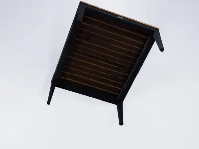 Low Poly Outdoor Dining Table - Wooden Garden Furniture 3D model