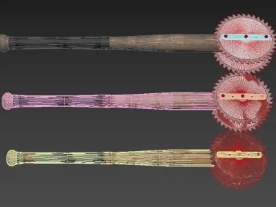 Saw Baseball Bat Weapon COLLECTION Low-poly 3D model