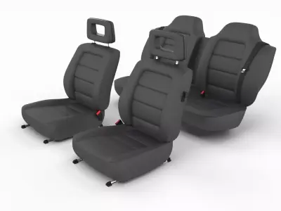 Generic Black Leather Car Seats 3D model