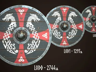 Viking Shield 06 Low-poly 3D model