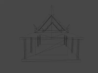 Thai traditional house 04 Low-poly 3D model