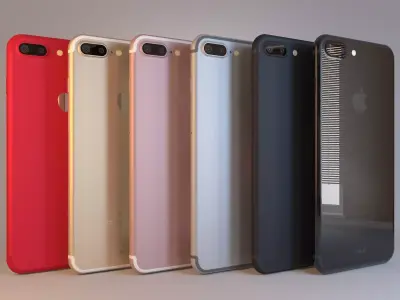 Apple iPhone 7 Plus All 6 Colors 3D model