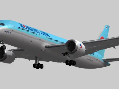 Boeing 787-9 Korean Air livery Low-poly 3D model