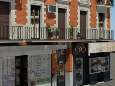 Building with windows and balconies 3D model