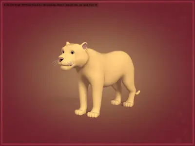 Cartoon Tiger - Leopard - Puma - Lioness Low-poly 3D model