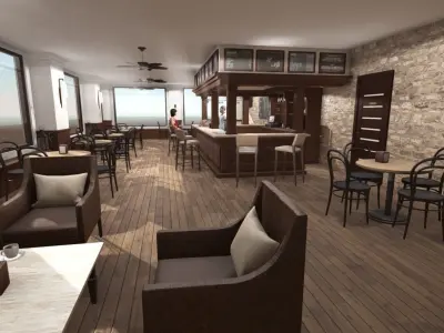 Cafeteria Interior Low-poly 3D model