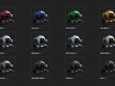 Sphere Drone plus props 24 textures sets Low-poly 3D model