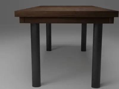 Wooden Table Free low-poly 3D model 3