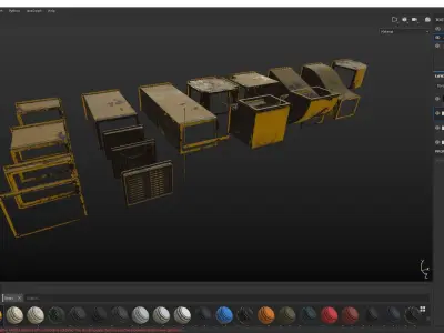 AirDucts set of metal boxes Low-poly 3D model