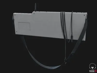 Cyberdeck electronic keyboard with stylus Low-poly 3D model
