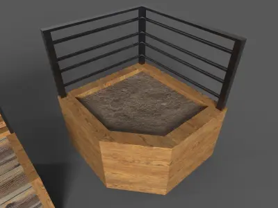 Bench set 1 metal box with two bars Low-poly 3D model