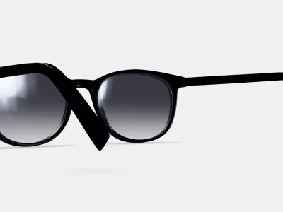 Durand Sunglasses in Jet Black with Polished Gold 3D model