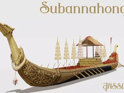 Thai royal barges Low-poly 3D model