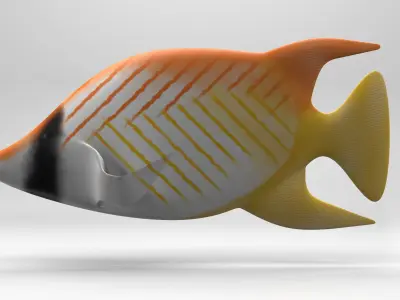Butterflyfish orange and fish 3D model
