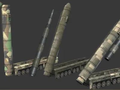 Topol-M military rocket launcher Low-poly 3D model