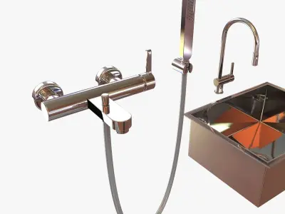 Plumbing fixtures set 3D model