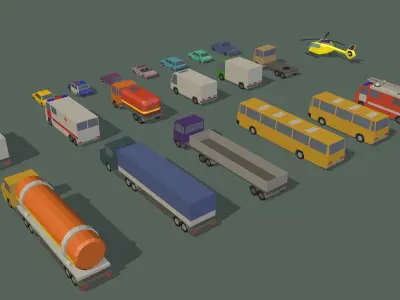 cartoon cars package Low-poly 3D model