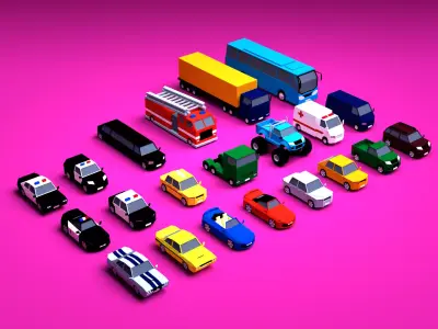 Free Low Poly Vehicles Pack Free low-poly 3D model