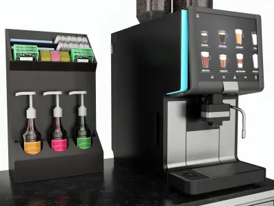 Coffee station bar cabinet furniture commercial industrial 02 3D model