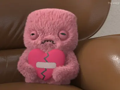 Fuggler Annoyed Alien Plush Pink Fur for Cinema 4D 3D model