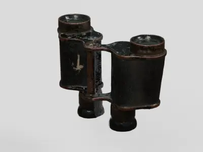 WW1 Military Binoculars and Leather Case 3D scan PBR 4K textures Low-poly 3D model