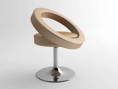 chair bar stool with chrome base 3D model