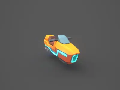 Futuristic Low-Poly Hoverbike Stylized Sci-Fi Vehicle Free low-poly 3D model