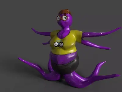 Octopus character Free low-poly 3D model